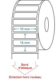 70 mm x 16 mm Étiquettes à rouleaux