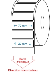 70 mm x 20 mm Étiquettes à rouleaux