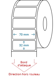 70 mm x 32 mm Étiquettes à rouleaux