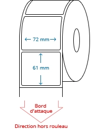 72 mm x 61 mm Étiquettes à rouleaux