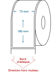 73 mm x 180 mm Étiquettes à rouleaux