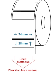 74 mm x 28 mm Étiquettes à rouleaux