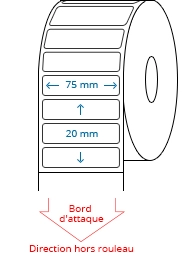 75 mm x 20 mm Étiquettes à rouleaux