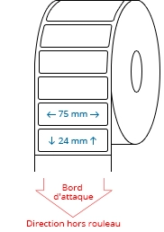 75 mm X 24 mm Étiquettes à rouleaux