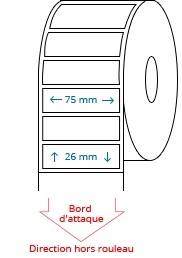 75 mm x 26 mm Étiquettes à rouleaux