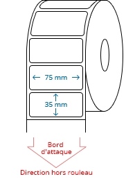 75 mm x 35 mm Étiquettes à rouleaux