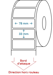 78 mm x 33 mm Étiquettes à rouleaux