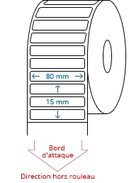 80 mm x 15 mm Étiquettes à rouleaux