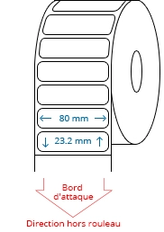 80 mm x 23.2 mm Étiquettes à rouleaux