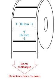 80 mm x 35 mm Étiquettes à rouleaux