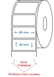 80 mm x 40 mm Étiquettes à rouleaux