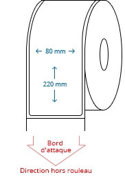 80 mm x 220 mm Étiquettes à rouleaux