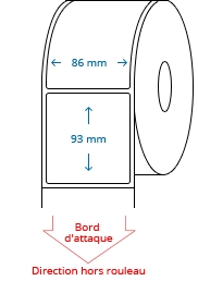 86 mm x 93 mm Étiquettes à rouleaux