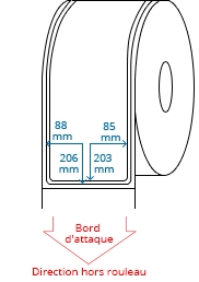 88 mm x 206 mm / 85 mm x 203 mm Étiquettes à rouleaux