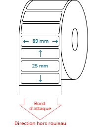 89 mm x 25 mm Étiquettes à rouleaux