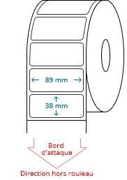 89 mm x 38 mm Étiquettes à rouleaux