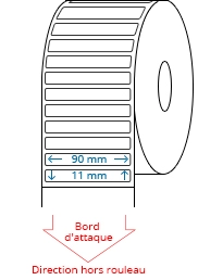 90 mm x 11 mm Étiquettes à rouleaux