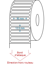 95 mm x 12.5 mm Étiquettes à rouleaux