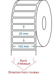 102 mm x 25 mm Étiquettes à rouleaux