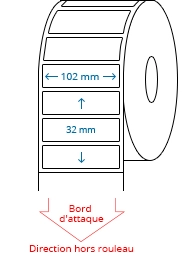 102 mm x 32 mm Étiquettes à rouleaux