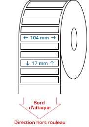 104 mm x 17 mm Étiquettes à rouleaux