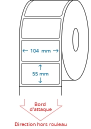 104 mm x 55 mm Étiquettes à rouleaux