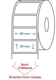 80 mm x 40 mm Étiquettes à rouleaux