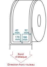 52 mm x 180 mm / 42 mm x 170 mm Étiquettes à rouleaux