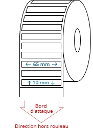 65 mm x 10 mm Étiquettes à rouleaux