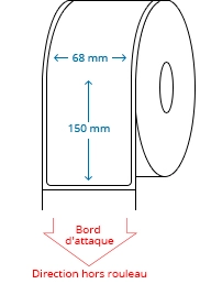 68 mm x 150 mm Étiquettes à rouleaux