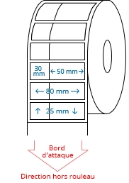 80 mm x 25 mm Étiquettes à rouleaux