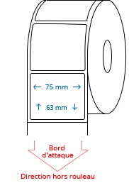 75 mm x 63 mm Étiquettes à rouleaux
