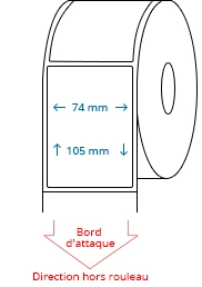 74 mm x 105 mm Étiquettes à rouleaux