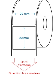 20 mm x 20 mm Étiquettes à rouleaux