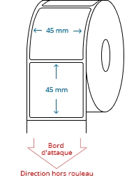 45 mm x 45 mm Étiquettes à rouleaux