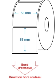 55 mm x 55 mm Étiquettes à rouleaux