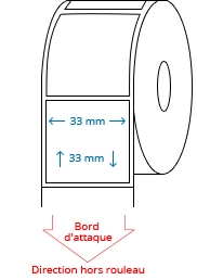 33 mm x 33 mm Étiquettes à rouleaux